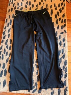 Nike Armstrong Black Joggers with Yellow Stripe Trim, Zippers Legs
